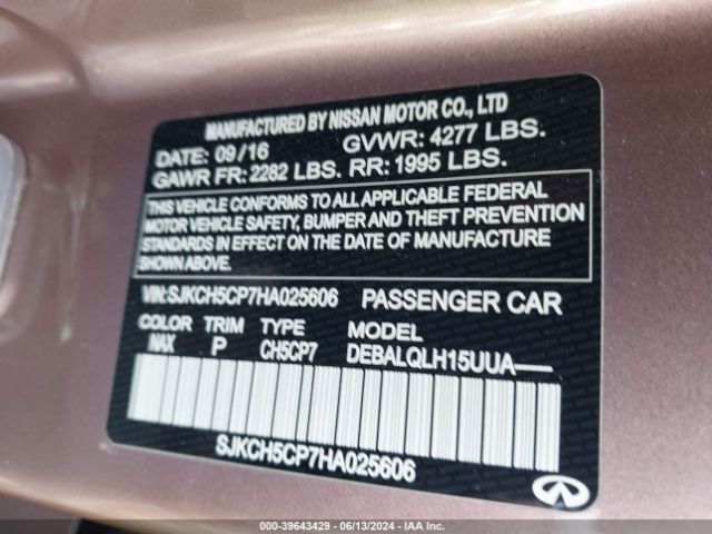 SJKCH5CP7HA025606 Infiniti Qx30 Luxury