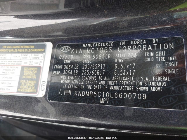 KIA SEDONA LX 2020 KNDMB5C10L6600709 Image 9