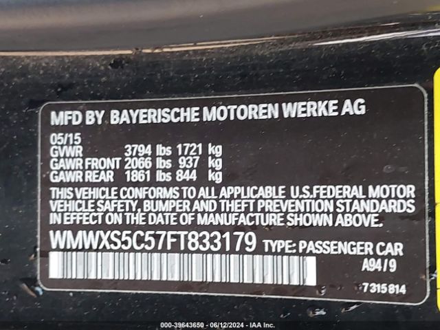 WMWXS5C57FT833179 Mini Hardtop Cooper