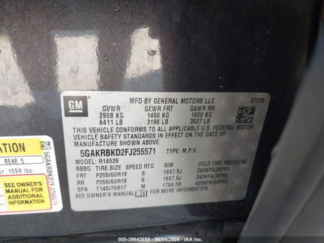 5GAKRBKD2FJ255571 Buick Enclave Leather