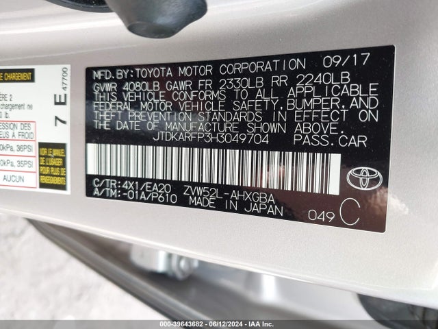 Toyota Prius Prime Premium 2017 JTDKARFP3H3049704 Image 9