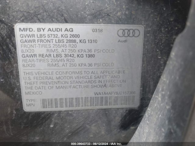WA1A4AFY8J2157366 Audi Sq5 3.0t Premium Plus