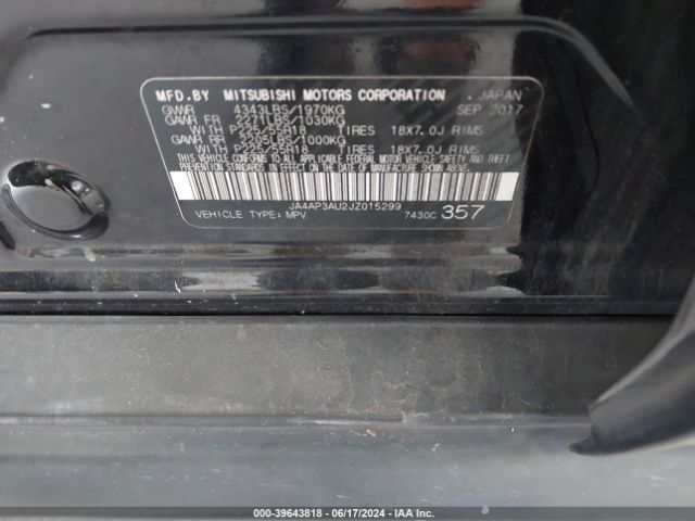 JA4AP3AU2JZ015299 Mitsubishi Outlander Sport 2.0 Es