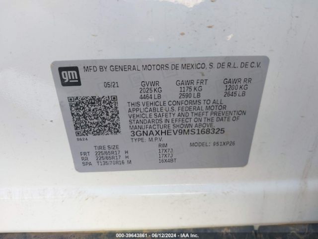 2021 CHEVROLET EQUINOX 3GNAXHEV9MS168325 Photo 8