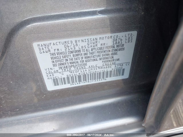 Nissan SENTRA SR 2018 3N1AB7AP8JY333396 Image 9