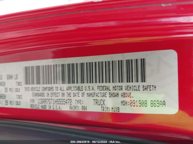 1C6RR7GT1HS555472 RAM 1500 Big Horn Quad Cab 4x4 6'4 Box
