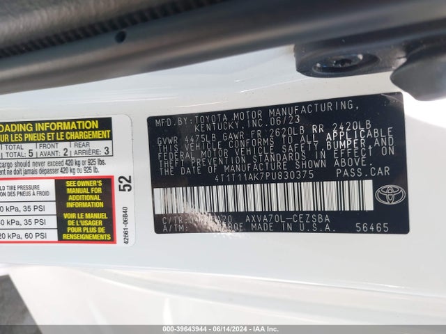Toyota CAMRY SE 2023 4T1T11AK7PU830375 Image 9