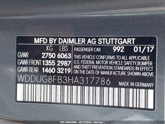 WDDUG8FB3HA317786 Mercedes-Benz S 550 4matic