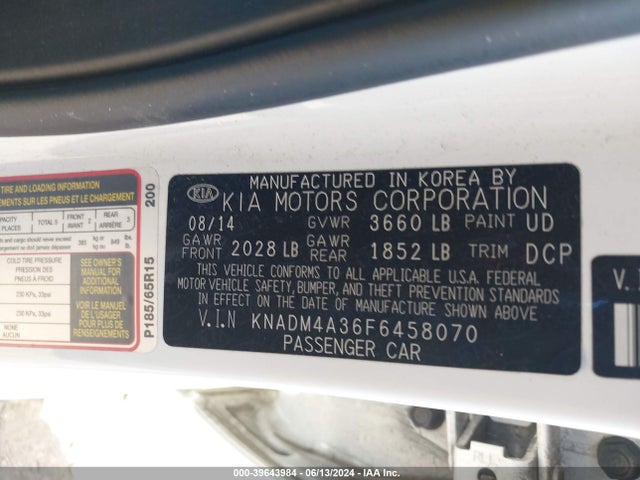 KIA RIO LX 2015 KNADM4A36F6458070 Image 9