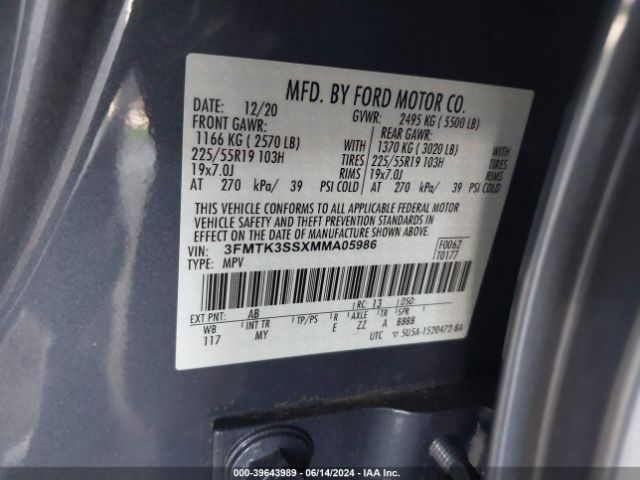 3FMTK3SSXMMA05986 Ford Mustang Mach-e Premium