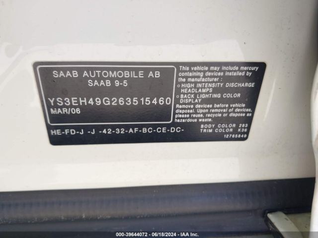 2006 SAAB 9-5 YS3EH49G263515460 Photo 8