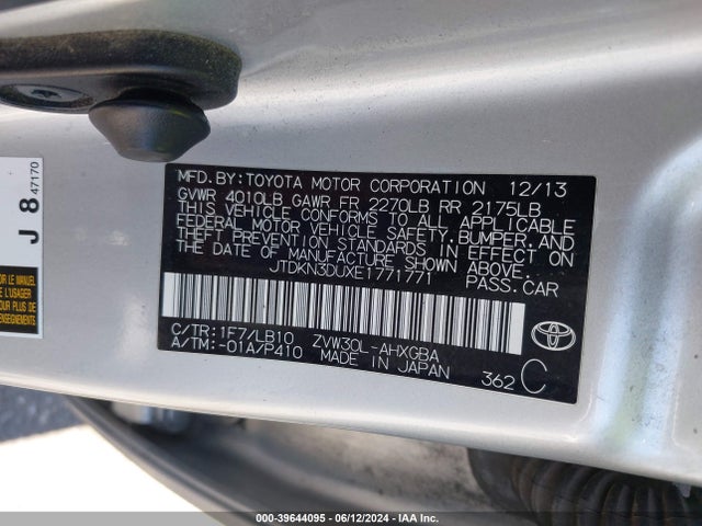 Toyota Prius Four 2014 JTDKN3DUXE1771771 Image 9