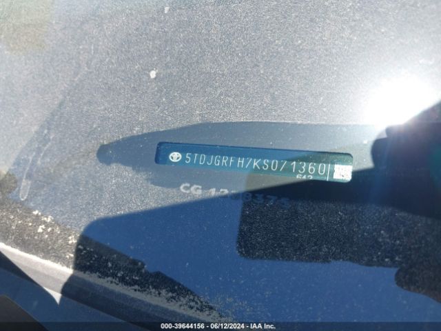 5TDJGRFH7KS071360 Toyota Highlander Hybrid Xle