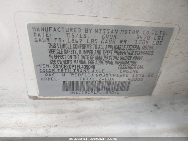 Nissan Versa Note Sl 2015 3N1CE2CP1FL439046 Image 9