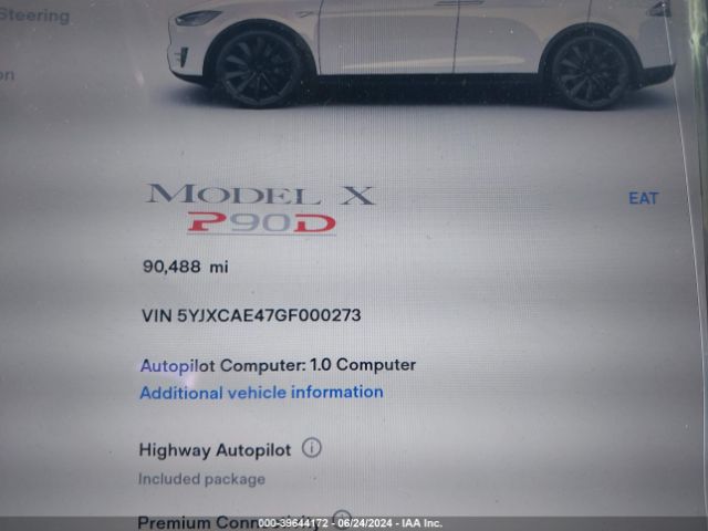5YJXCAE47GF000273 Tesla Model X 60d/p100d/p90d