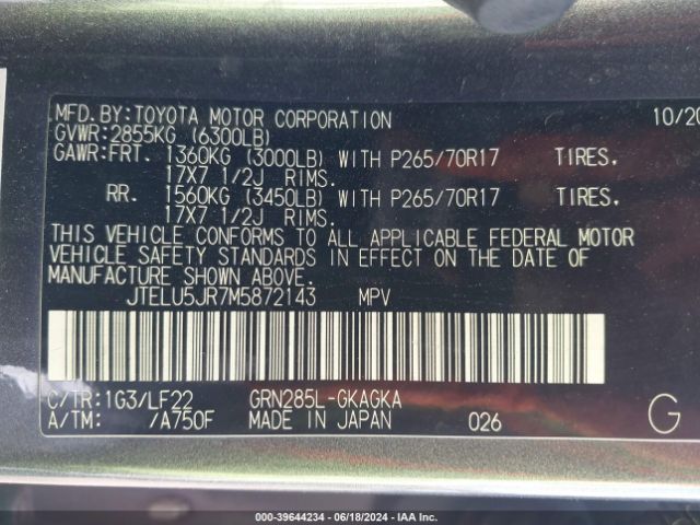 JTELU5JR7M5872143 Toyota 4runner Trd Pro