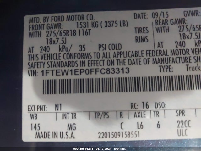 Ford F-150 Xlt 2015 1FTEW1EP0FFC83313 Image 9