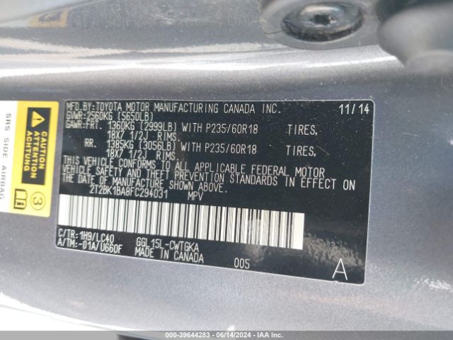 2T2BK1BA8FC294031 Lexus RX 350