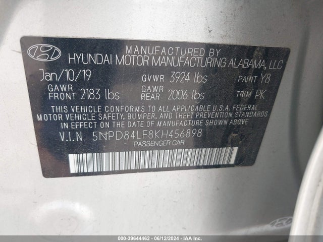 Hyundai ELANTRA SEL 2019 5NPD84LF8KH456898 Image 9