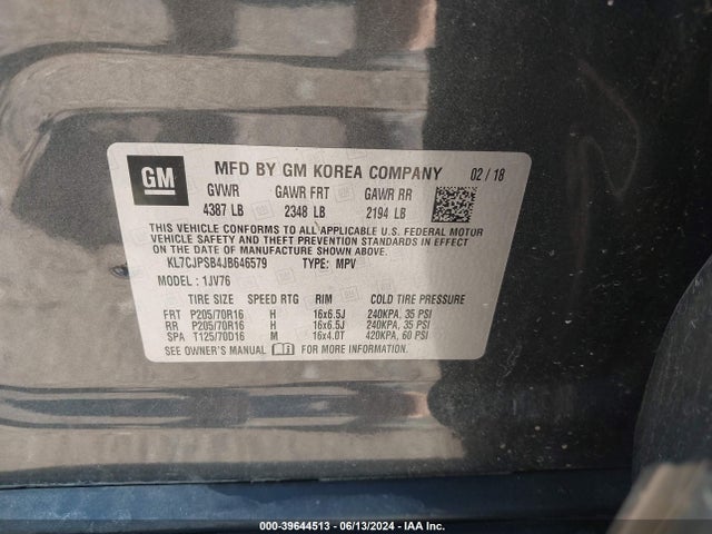Chevrolet Trax Lt 2018 KL7CJPSB4JB646579 Image 9