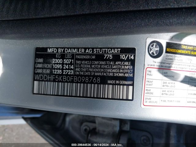 WDDHF5KB0FB098768 Mercedes-Benz E 350