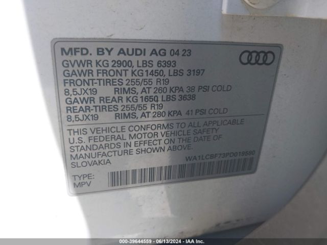 WA1LCBF73PD019580 Audi Q7 Premium Plus 45 Tfsi Quattro Tiptronic
