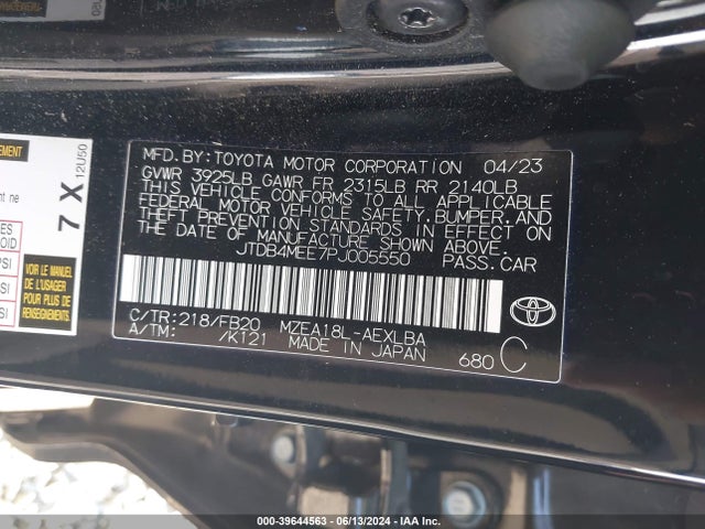 Toyota COROLLA LE 2023 JTDB4MEE7PJ005550 Image 9