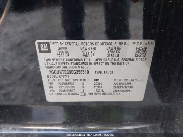 3GCUKTEC9EG358510 Chevrolet Silverado 1500 High Country
