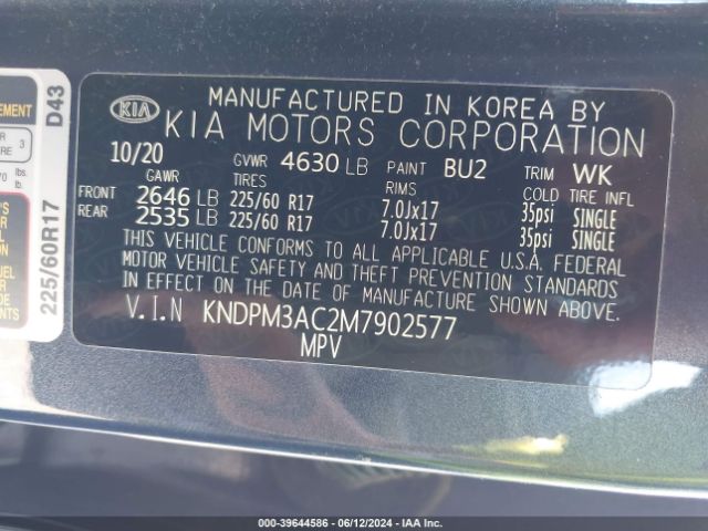 KNDPM3AC2M7902577 KIA Sportage Lx