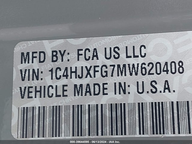 1C4HJXFG7MW620408 Jeep Wrangler Unlimited Rubicon 4x4