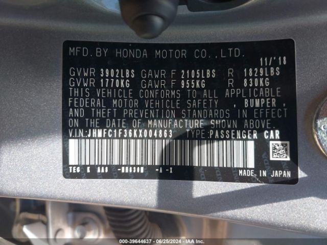 JHMFC1F36KX004863 Honda CIVIC EX