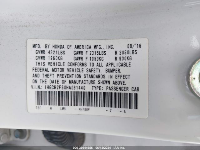 1HGCR2F50HA061440 Honda Accord Sport