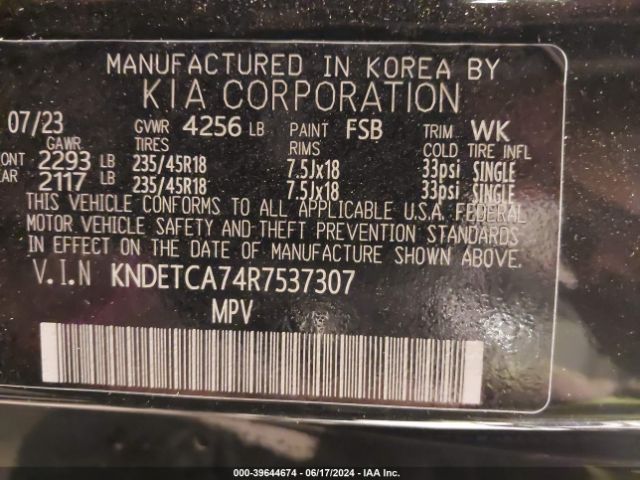 KNDETCA74R7537307 KIA Seltos Sx Turbo