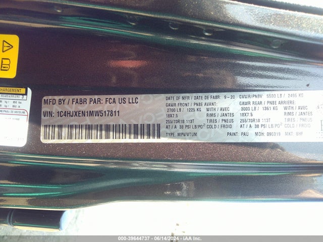 Jeep Wrangler 2021 1C4HJXEN1MW517811 Image 9
