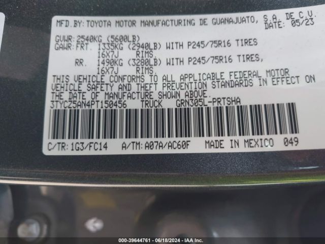 3TYCZ5AN4PT150456 Toyota Tacoma Sr5 V6