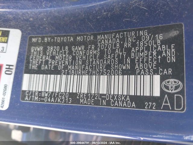 Toyota COROLLA SE 2017 2T1BURHE7HC752006 Image 9
