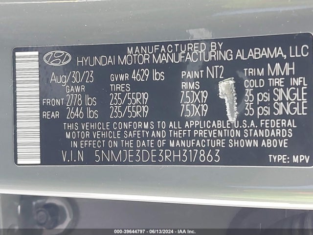 Hyundai Tucson Limited 2024 5NMJE3DE3RH317863 Image 9