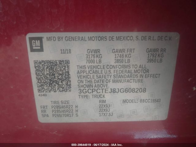 3GCPCTEJ8JG608208 Chevrolet Silverado 1500 High Country