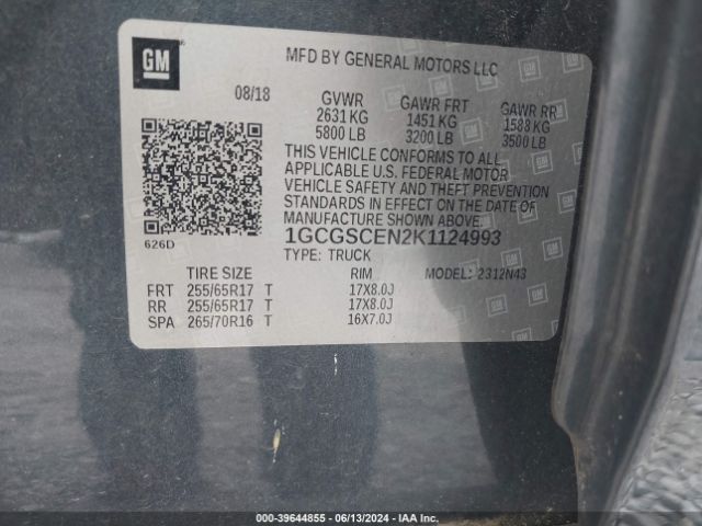 1GCGSCEN2K1124993 Chevrolet Colorado Lt
