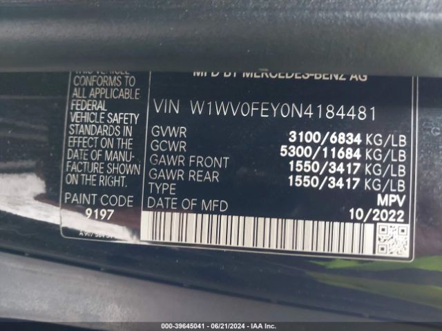 2022 MERCEDES-BENZ METRIS W1WV0FEY0N4184481 Photo 8