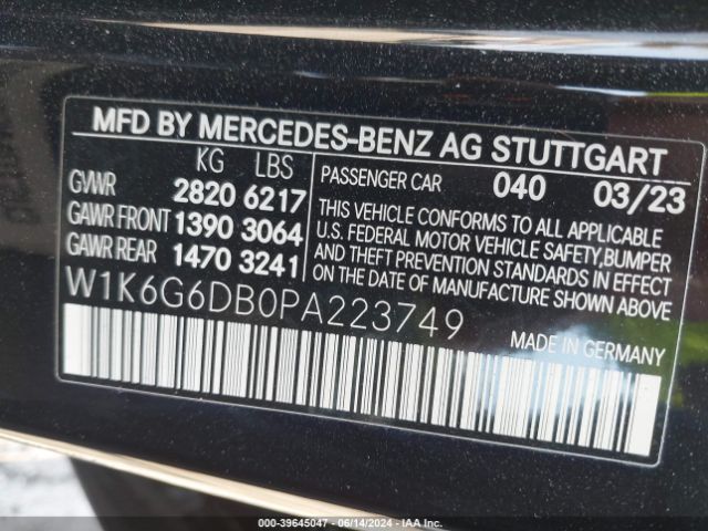 W1K6G6DB0PA223749 Mercedes-Benz S 500 4matic