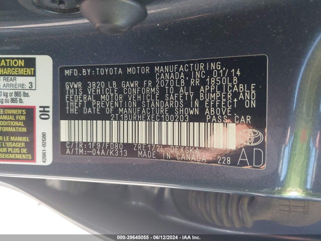 Toyota Corolla S Plus 2014 2T1BURHEXEC100203 Image 9