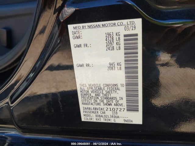 1N4BL4BV1KC210727 Nissan Altima 2.5 S