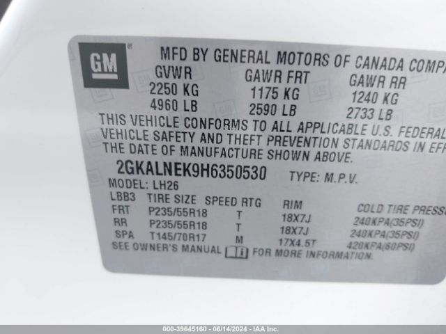 2GKALNEK9H6350530 GMC Terrain Sle-2