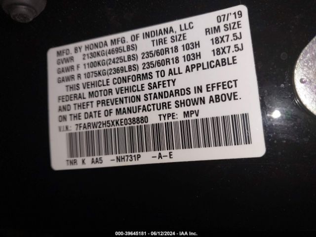 7FARW2H5XKE038880 Honda CR-V EX