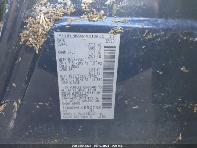 Nissan Pathfinder Platinum 2wd 2020 5N1DR2DN3LC650738 Image 9
