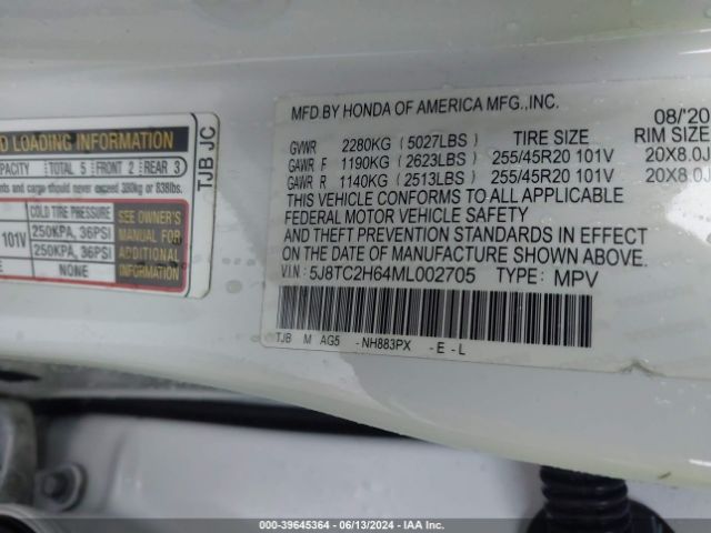 5J8TC2H64ML002705 Acura Rdx A-spec Package