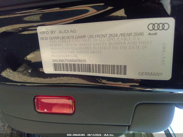 WAUABCF56MA006935 Audi A5 Sportback Premium 40 Tfsi Quattro S Tronic
