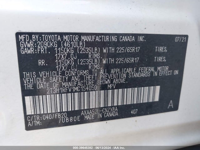 Toyota RAV4 LE 2021 2T3H1RFV1MC154050 Image 9