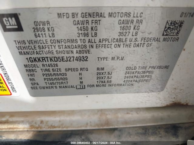 1GKKRTKD5EJ274932 GMC Acadia Denali